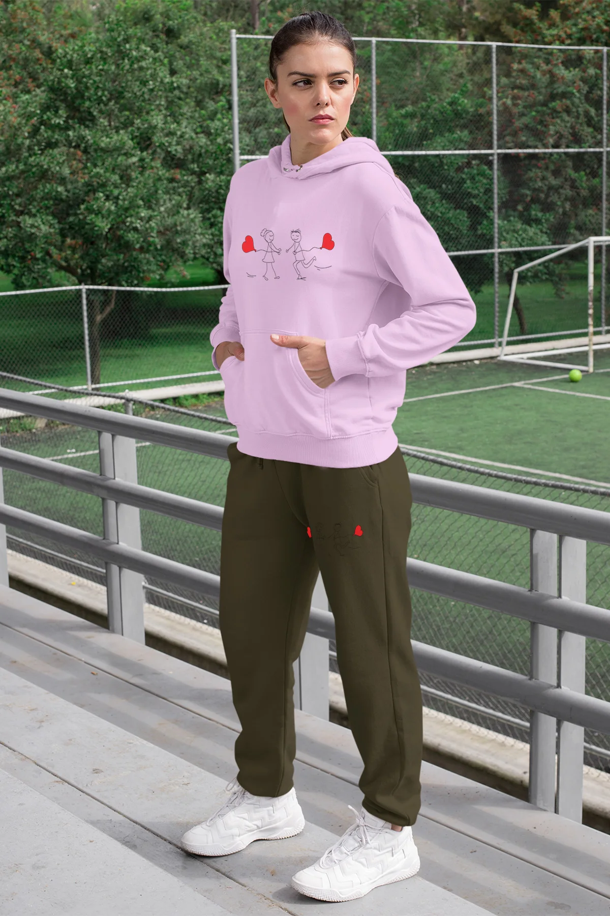 Женский спортивный костюм Angemiel розовый свитер с капюшоном зеленые спортивные