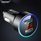 Автомобильное зарядное устройство с двумя USB-портами QC 3,0, адаптер для прикуривателя, светодиодный вольтметр для всех типов телефона, умное зарядное устройство с двумя USB-портами