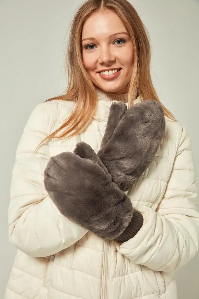 12902 пушистые антрацитовые вязаные перчатки YL | Аксессуары для одежды