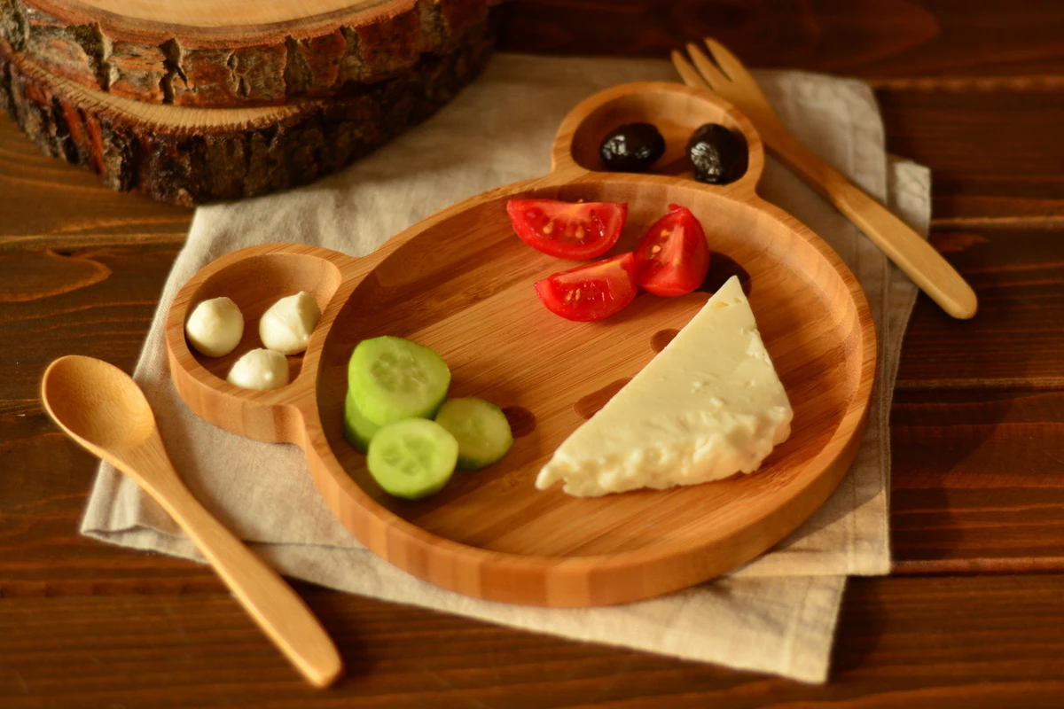 

3 Pieces Baby Bamboo Food Set Plate, Spoon and Fork