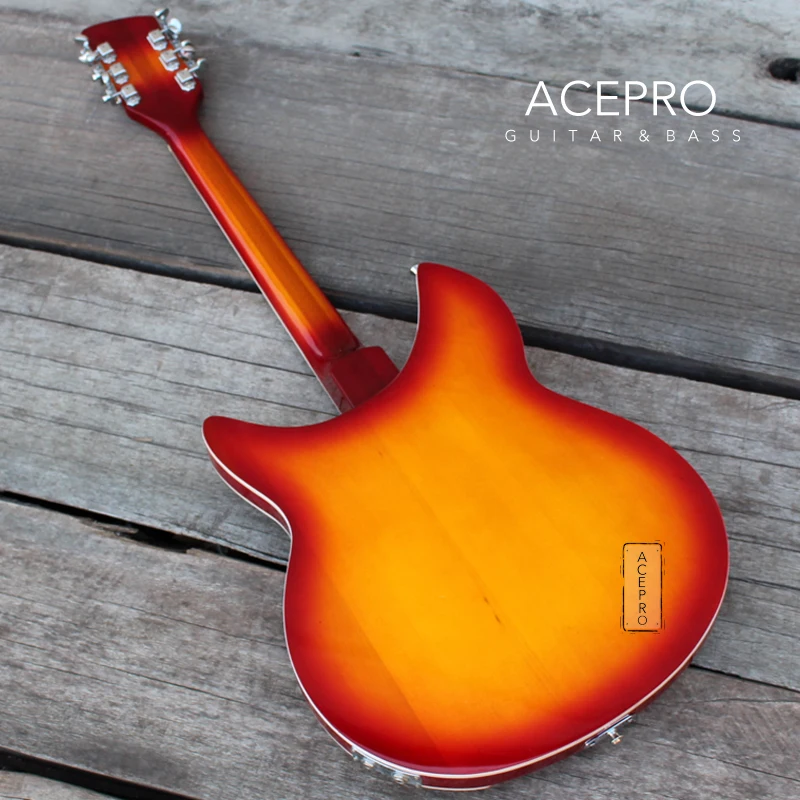 Электрическая гитара с полуполым корпусом 12 струн Струнный мост цвет Cherry Burst гриф