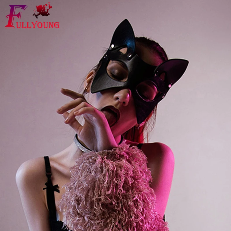 

Fullyoung New Sexy Leather Mask Punk Sexy Cosplay Bunny Masks Half Eyes Cosplay Face Cat Masquerade Ball Carnival Fancy masks