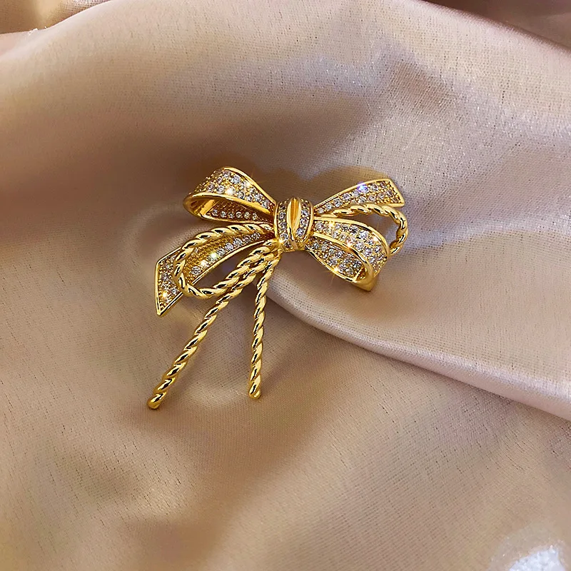 

New High Quality Lovely Bow Brooch Pins Shiny Rhinestone Bowknot Brooches For Women Girls Vintage Fashion Wedding Party Jewelry