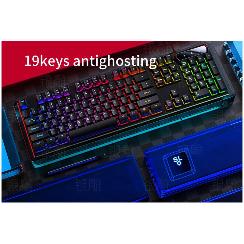 19keys antighosting gaming keyboard mechanical feeling backlit keyboard gamer keyboards with steel plate metal base laptop pc free global shipping