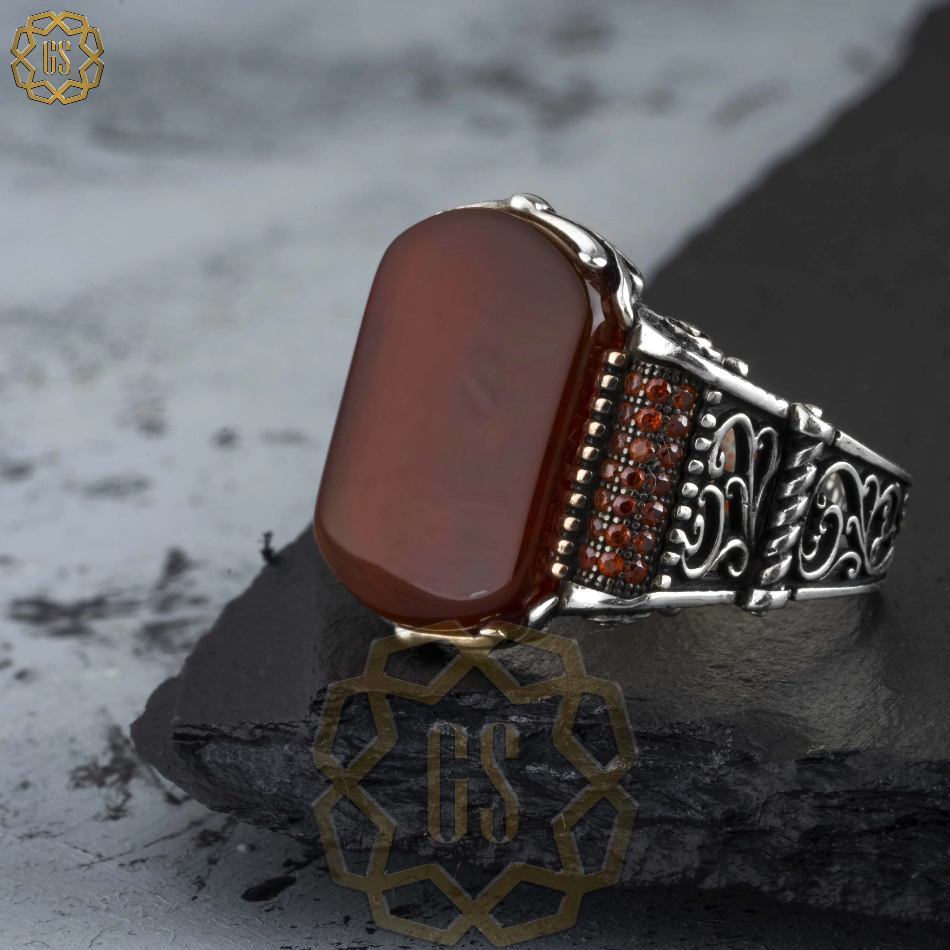 

Серебряное кольцо для мужчин 925 Сделано в Турции с камнем (агат, ракушка) .. Гарантированное высокое качество .. Турецкие украшения