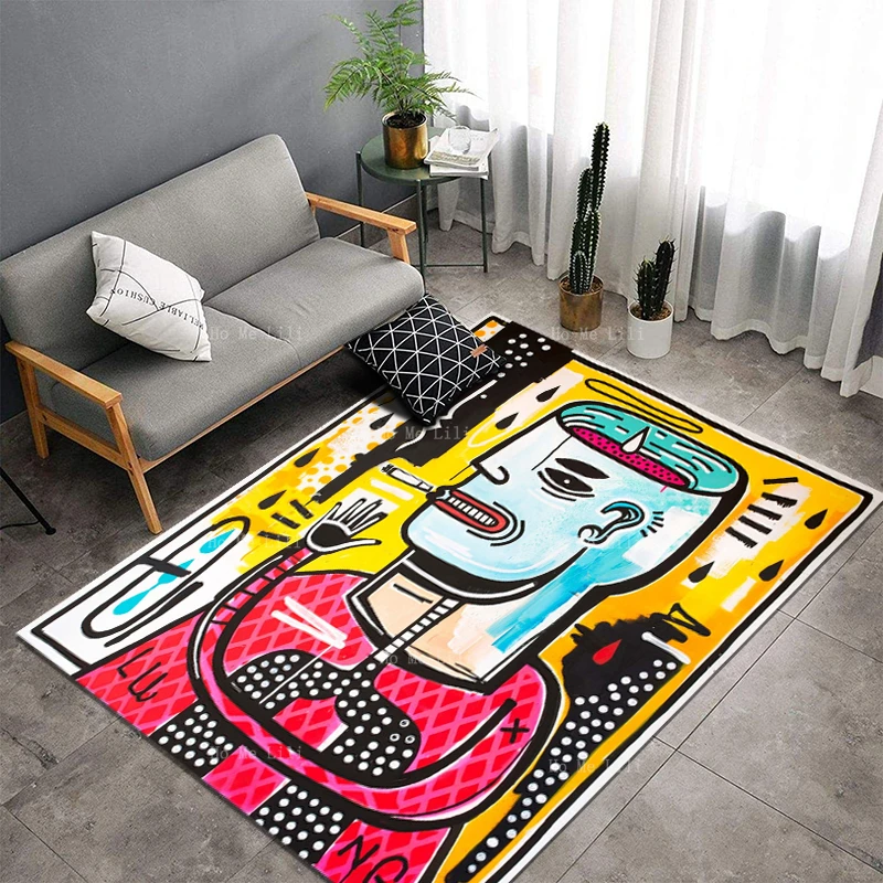 

Holy Smoke Mixed Technique Soft Carpet Vibrant Colorful Contemporary Art Abstract Posters Flannel Floor Rugs By Ho Me Lili