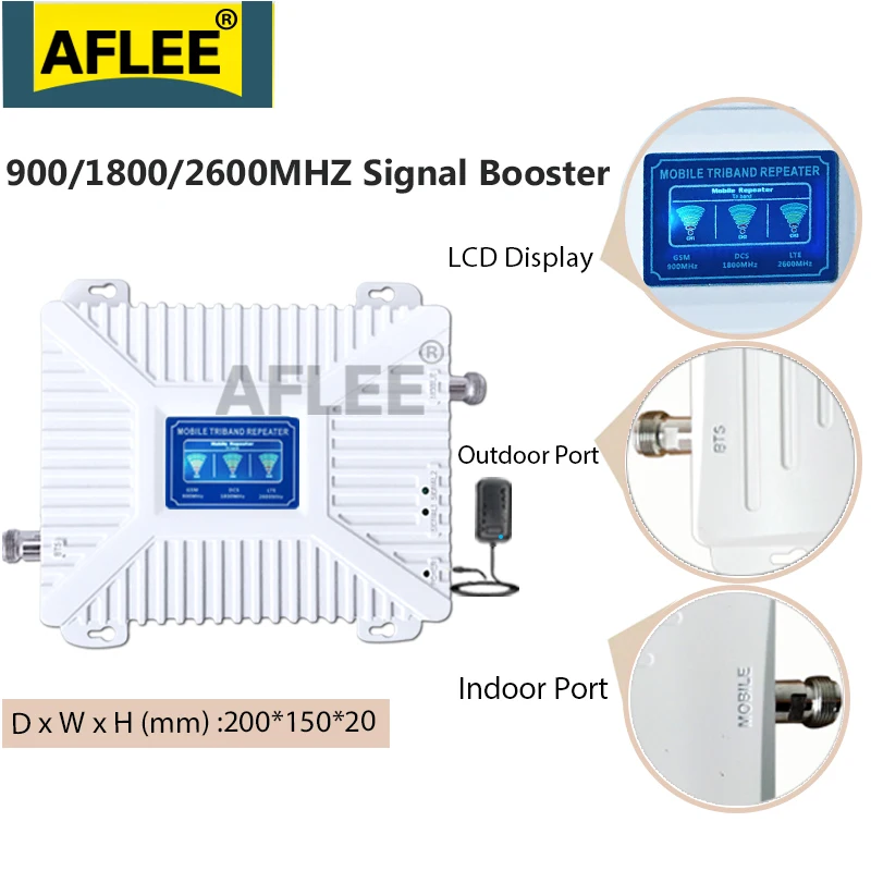 

1PCS GSM Signal Repeater 900 1800 2600 Tri-Band Booster 2G 3G 4G LTE 1800 Cellular Signal Amplifier Cell Phone Signal Repeater