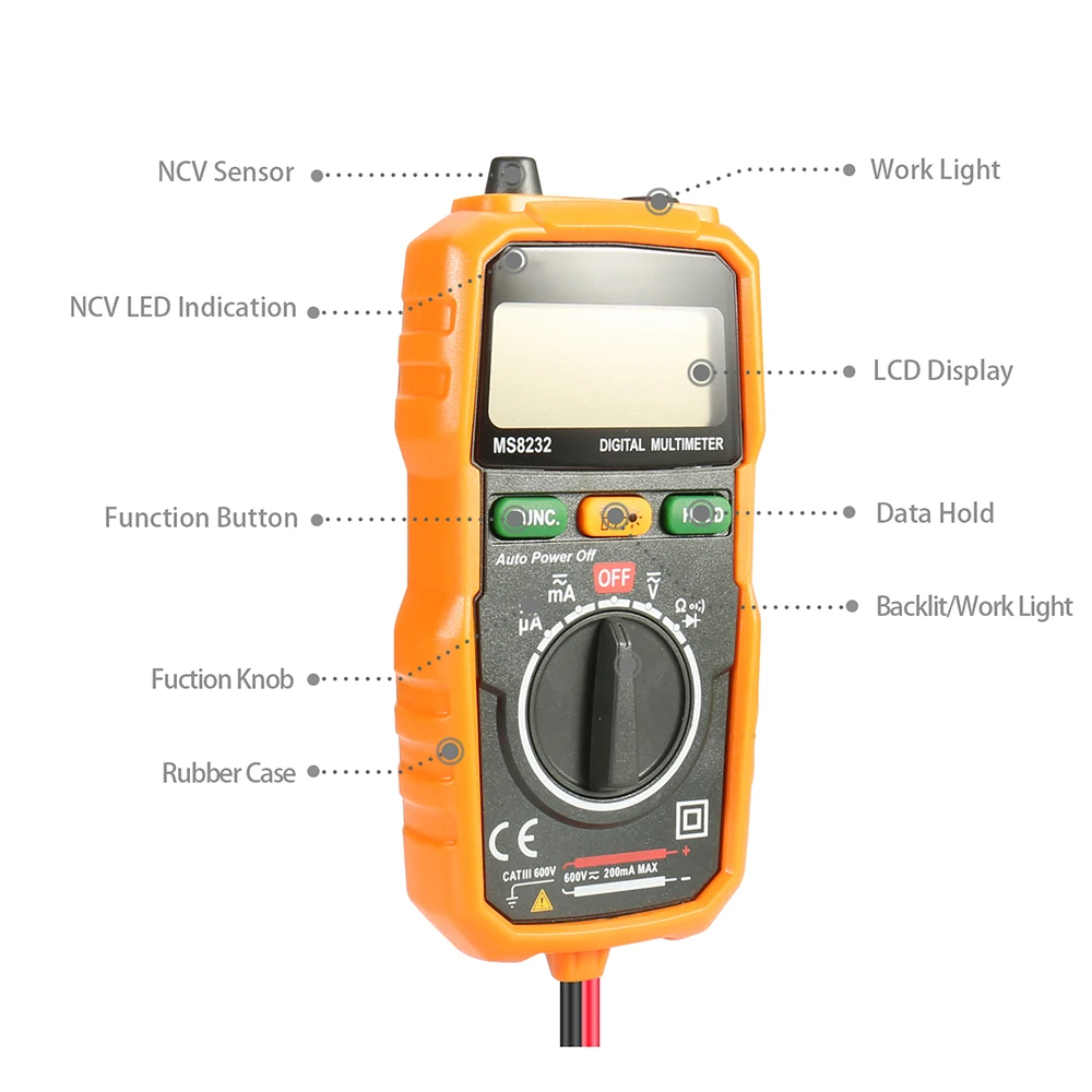 

Digital Multimeter AC/DC Transistor Tester Electrical NCV Test Meter Profesional Analog Auto Range Multimetro Multitester Buzzer