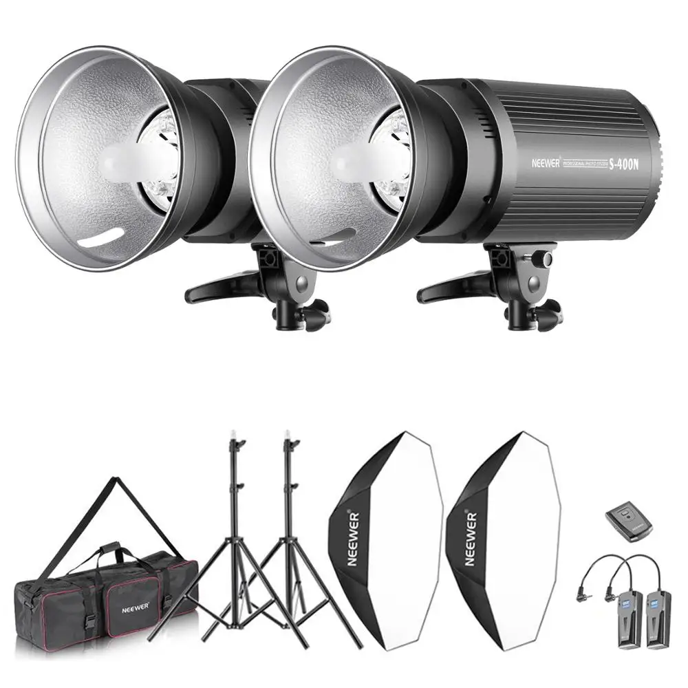 Neewer 800W Фотостудия со вспышкой и комплектом освещения Softbox: 400 Вт Monolight Flash (S 400N)