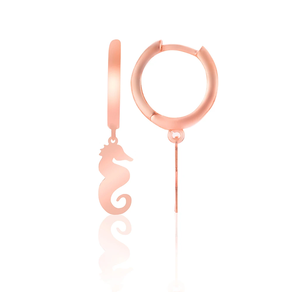 

Fine Women's 925 Sterling Silver Jewelry Rose Gold Plated Seahorse Earrings 925