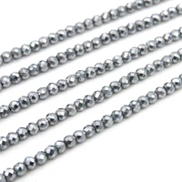 silver hematite stone beads faceted round shape 3mm jewelry craft material for making bracelet necklac earrings