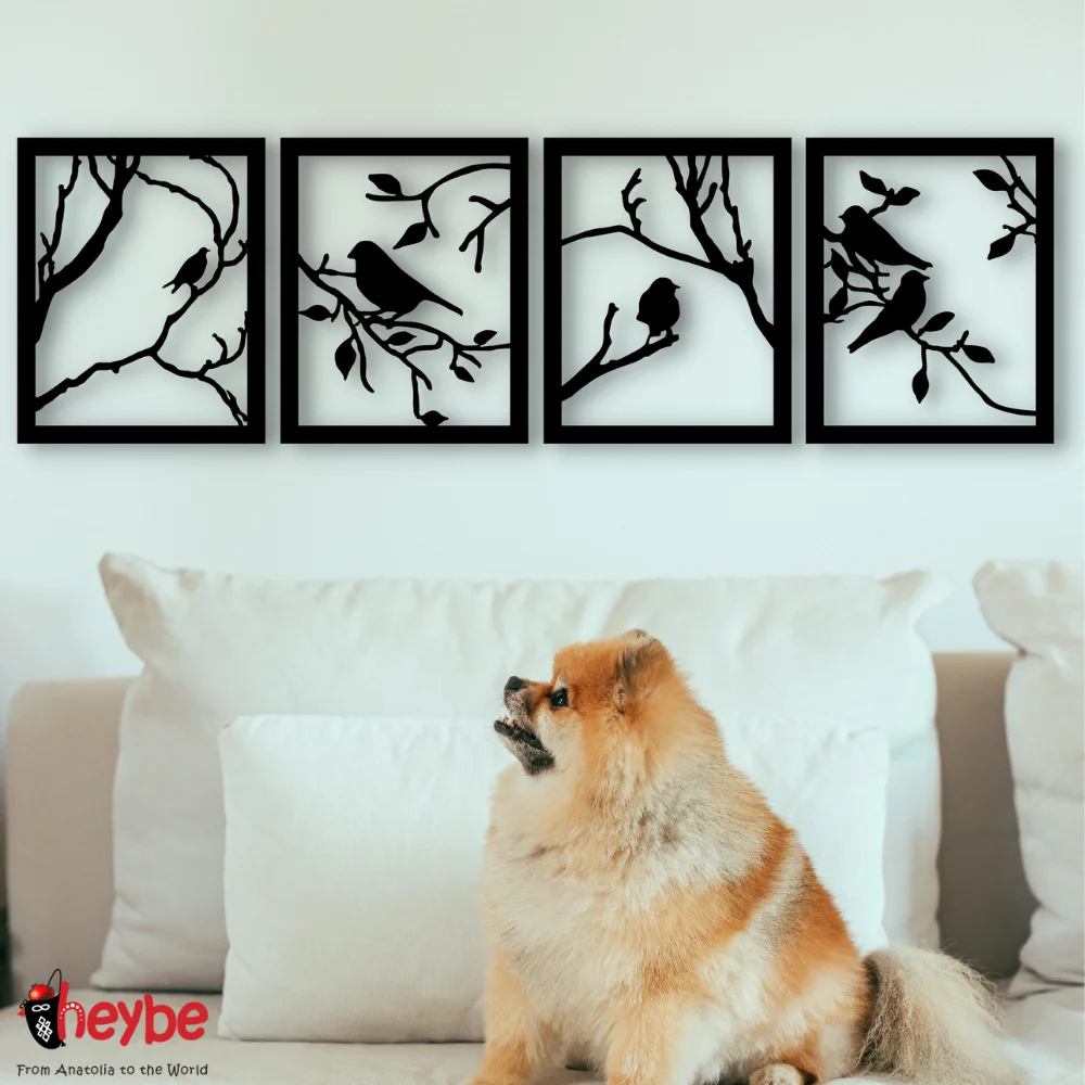 Деревянная рама с веткой птицы Набор Настенное художественное оформление Идеи