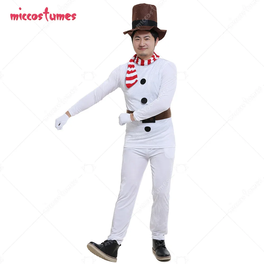 

Adult Men White Outfit for Snow Christmas Santa Claus Costume with Hat and Gloves