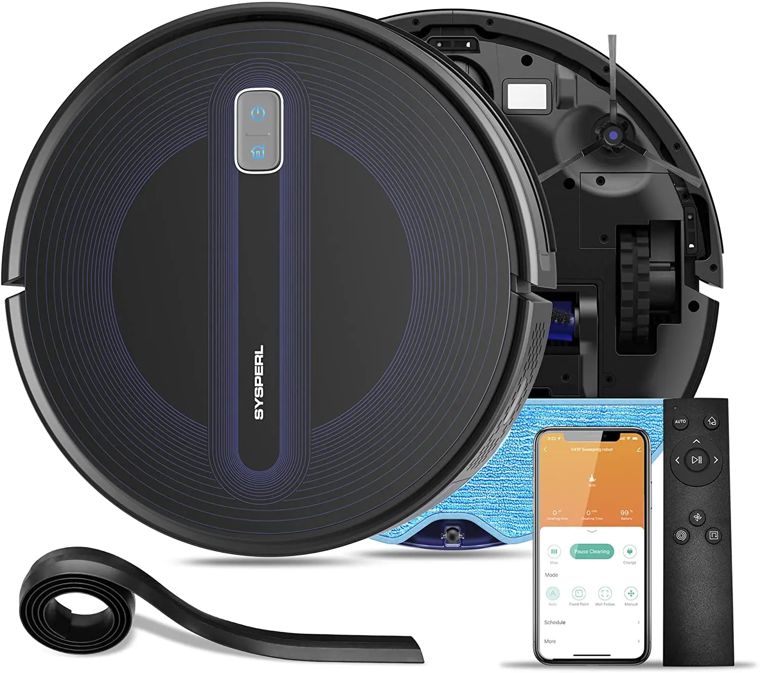 

SYSPERL V41 2-in-1 Robot Vacuum and Mop, Self-Charging Robotic Cleaner, 2600Pa Vacuum Robot Daily Schedule, Floor and Carpets