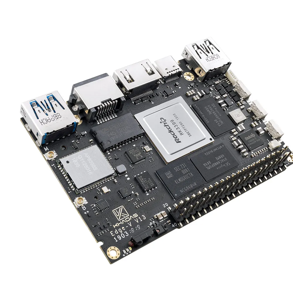 Smartfly Khadas Edge V Rockchip RK3399 ARM SBC/одноплатный компьютер 4 Гб LPDDR4 128 ГБ EMMC поддержка Linux Ubuntu