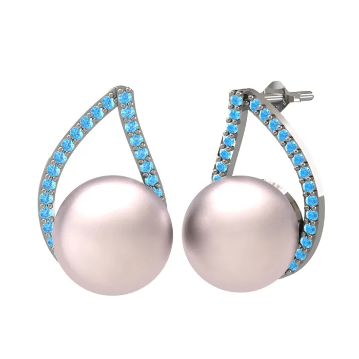 

Aya Salty Pink Pearl earrings silver with gold plated and rose gold plated options with 15 stone options