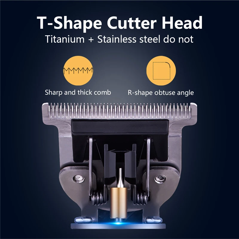 

USB Rechargeable Barber T Outliner Blade Close Cutting Wide Hair Trimmer Cordless T- skeleton Clipper Haircut with Limit Combs