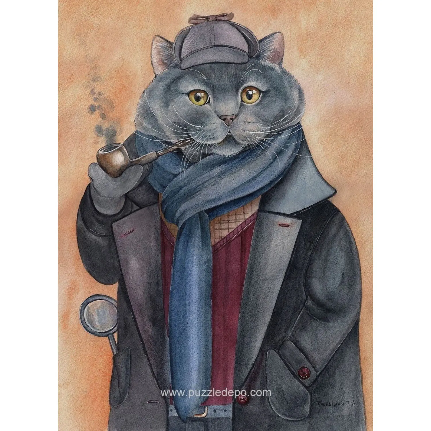 Nova 1000 Parts Secret Task, detective Cat Jigsaw Puzzle - 1000 piece Cat Jigsaw Puzzle-Jigsaw-Blue Puzzle carton-Artist