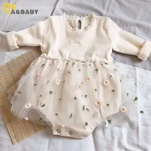 Детский кружевной комбинезон Ma  Baby, трикотажный комбинезон из тюля для новорожденных девочек 0-24 мес., теплая одежда на осень и зиму