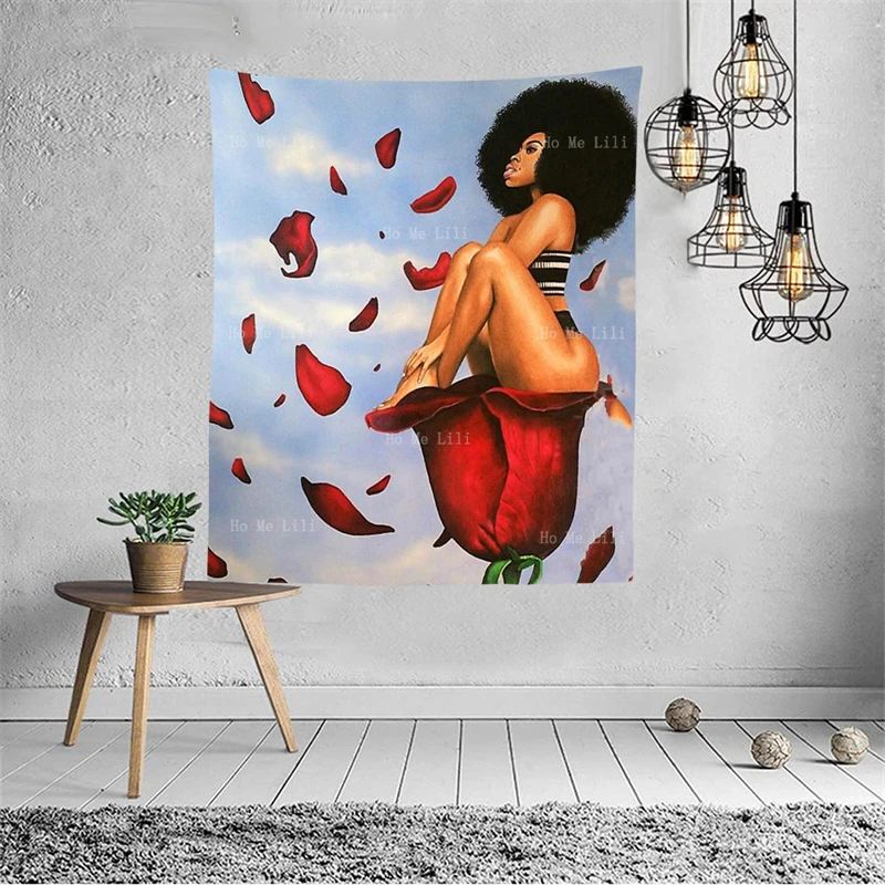 Черная Женская Девушка курительное искусство красные губы рисунок африканская