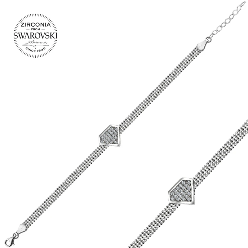 

Silver 925 Sterling Swarovski Zirconia Cubic Zirconia Diamond Design Bracelet