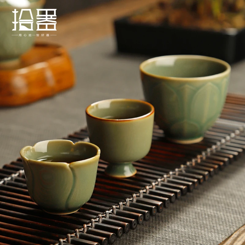 

Стакан Yue печь celadon Master, ретро стакан для чая, домашняя чайная чашка кунг-фу, китайская керамическая чайная чашка, одинарная чашка с высокой н...
