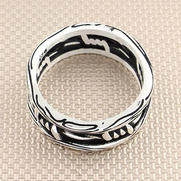 Bague Spinner en fil de fer barbelé pour homme, bague de fiançailles en argent regardé 925, fabriquée en Turquie, solide 2