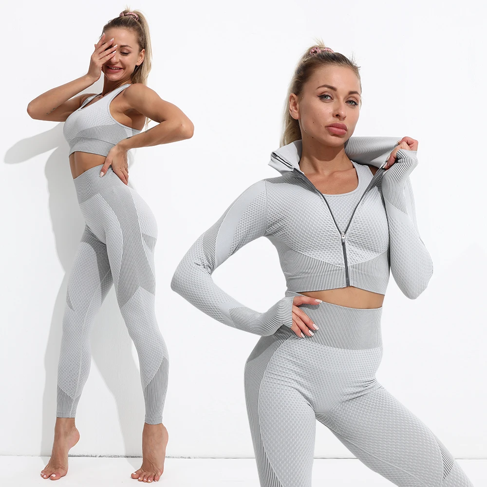 2Women Tracksuit Seamless Women Yoga Set Workout Sportswear Gym Clothing Fitness Long Sleeve Crop Top High Waist Leggings Sports