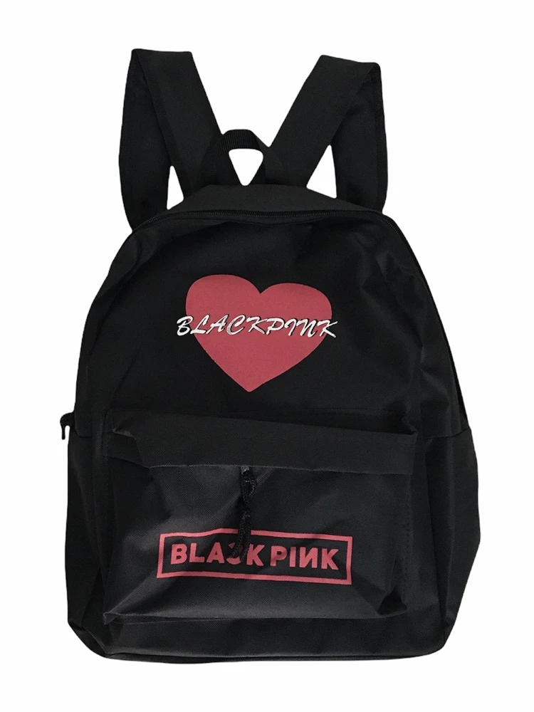 

Women's Black Backpack Pink Heart 2 Compartments Fashion Lady Bag