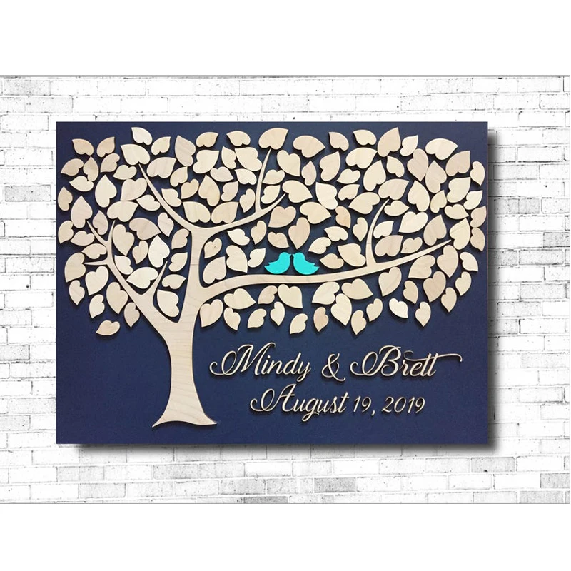 Уникальная Гостевая книга альтернативная 3d деревянная свадебное дерево и сердца