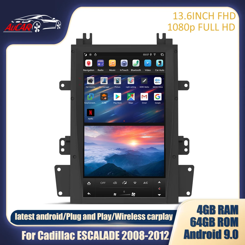 

AuCAR Android 9 For Cadillac Escalade 2008 2009 2010 2012 Car radio with screen GPS Navi Stereo Head Unit IPS Screen Caplay