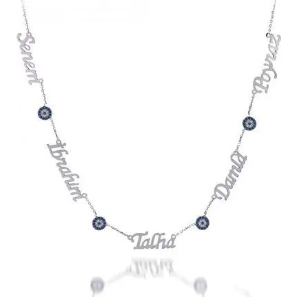 

5 Five Is Evil Eye Beaded Silver Family Necklace