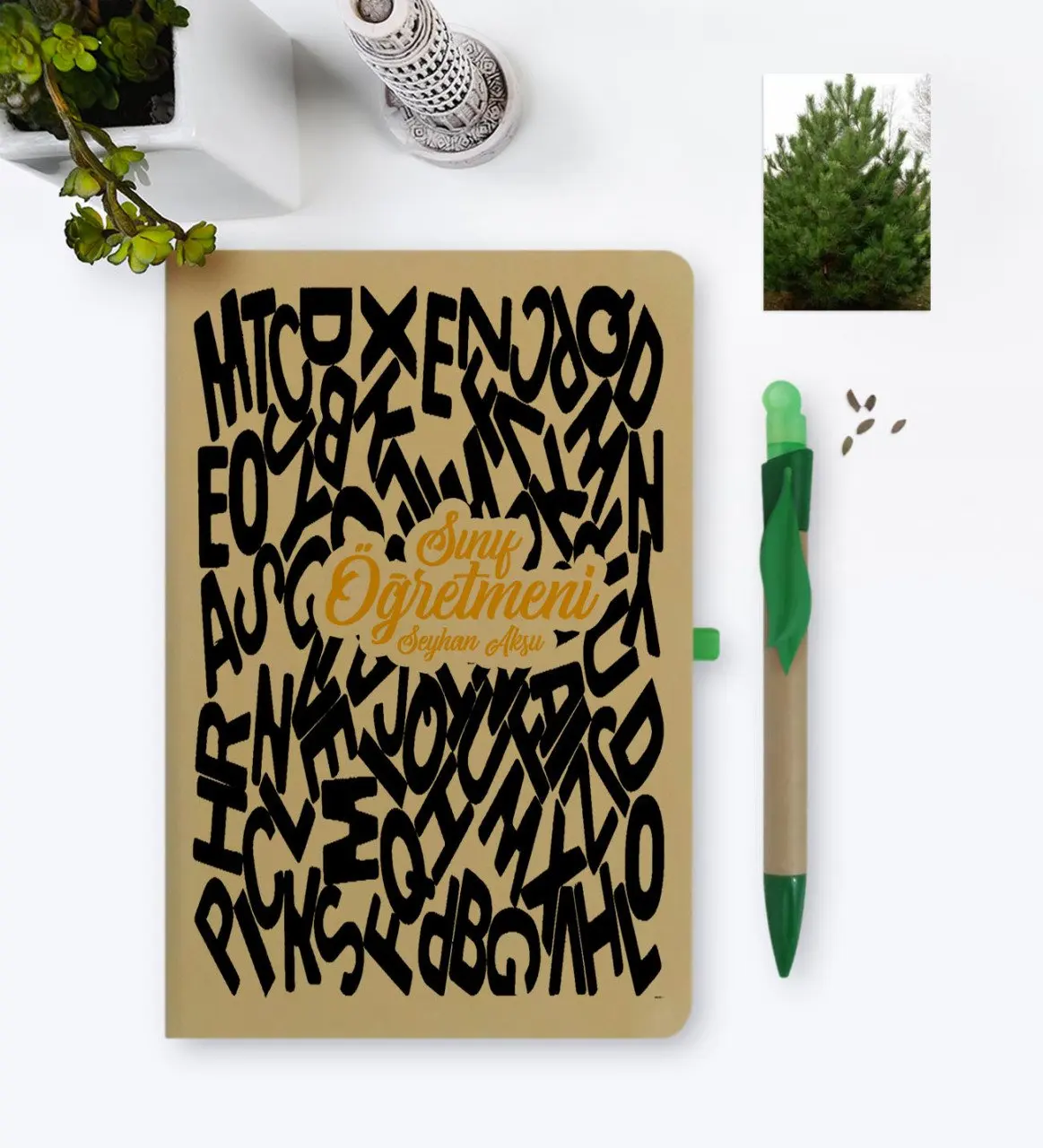 

Personalized Class Teacher Environmentalist Notebook and Seeded Pen Set-3