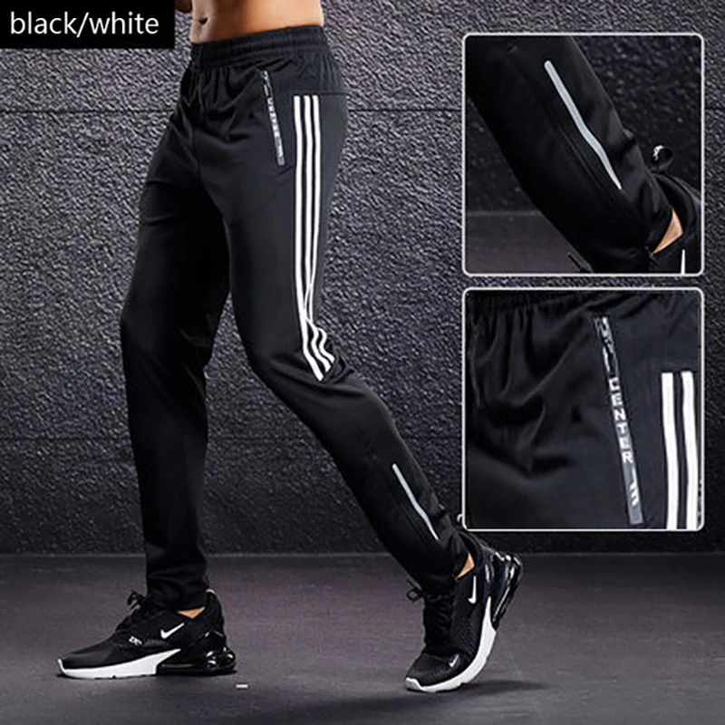 

Men Running Pants Joggings Sweatpants With Zipper Pockets Sports Training Basketball Soccer Trousers Big Size M-4XL Multi Color