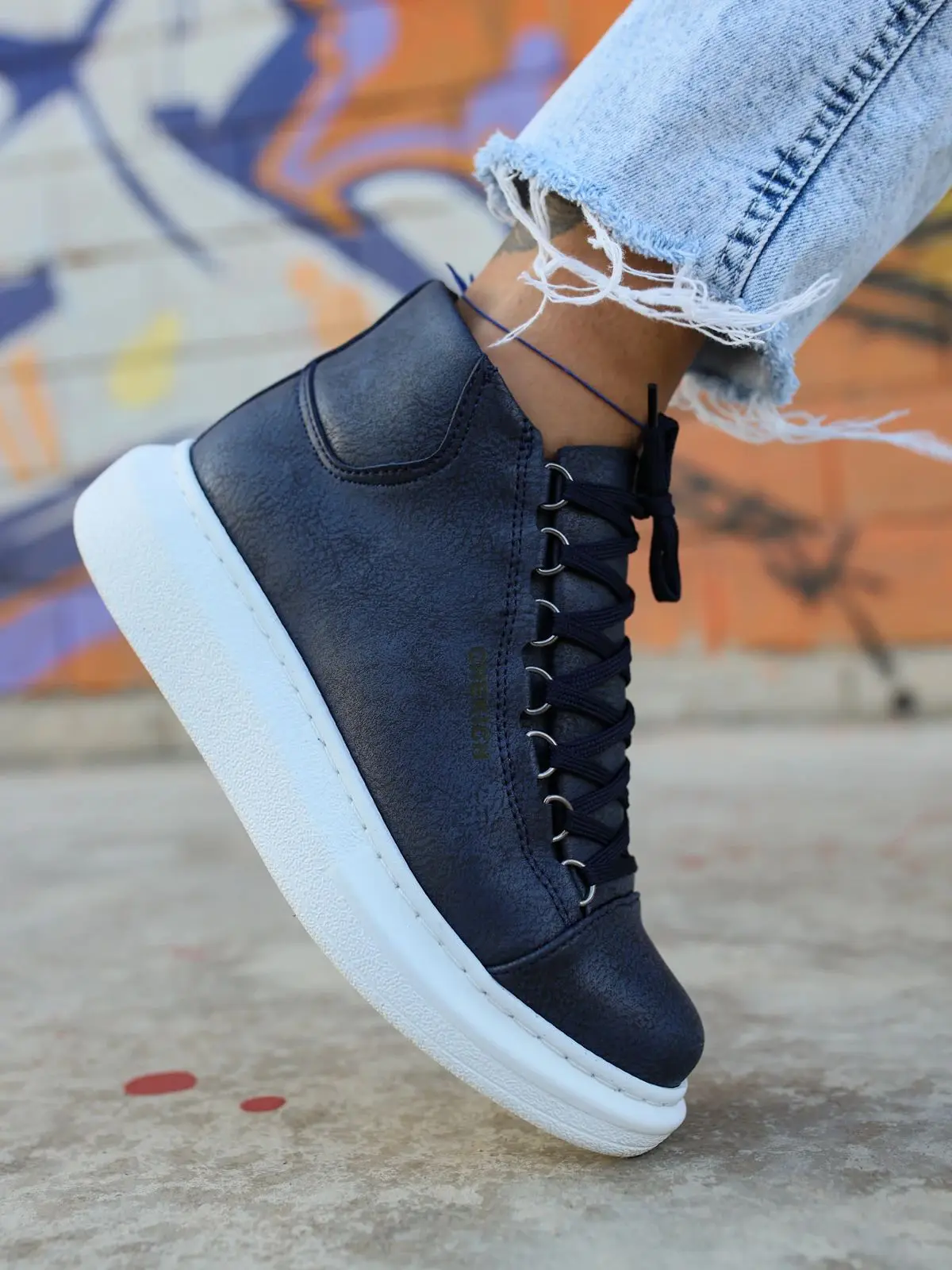 Chekich Women Shoes Black Color Lace-Up White Outsole Eco-Friendly Vegan Artificial Leather Girl Fashion Odorless Classic CH258