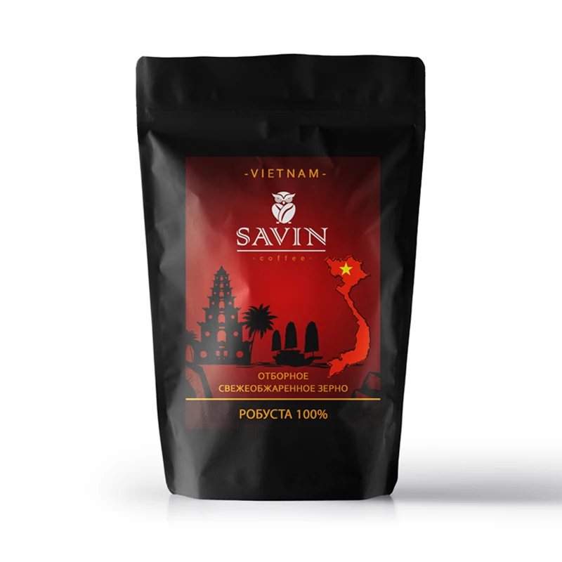 Кофе в зернах 1 кг SAVIN. 100% робуста Вьетнам LAMDONG. | Продукты