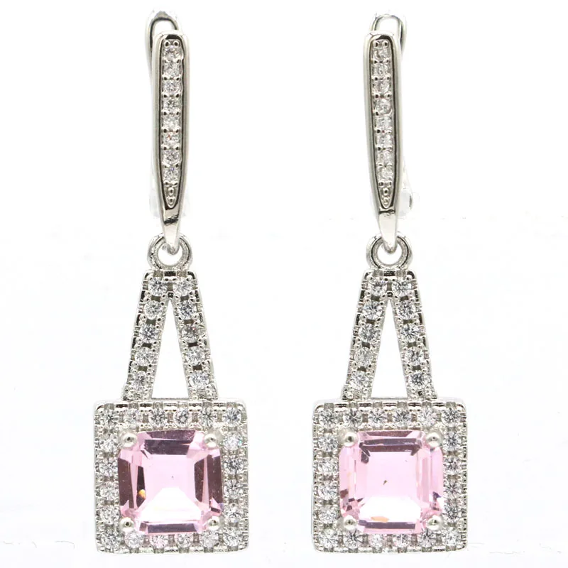 Красивые милые серебряные серьги SheCrown с лондонским голубым топазом розового