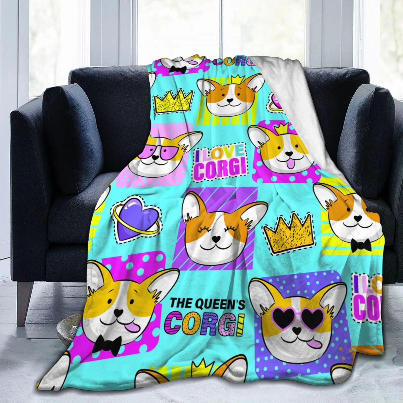 

Cute Doggy Cartoon Decorative New Age Tie Dye Soft Cozy Fleece Blanket Dropship Wholesale Family Winter Flannel Throw Homedecor
