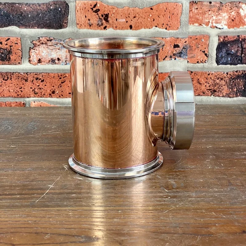 Медный тройник 4 дюйма для пузырчатых пластин. Часть дистилляционной колонки.