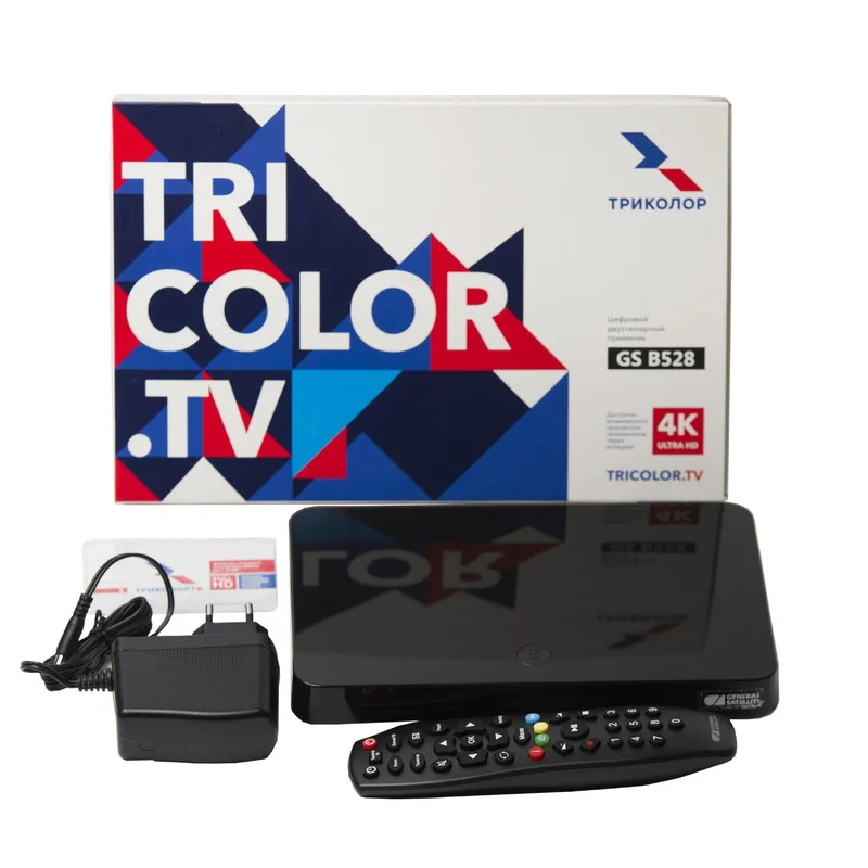 Ресивер Триколор ТВ с поддержкой HD и UltraHD GS B528 двухтюнерный спутниковая приставка