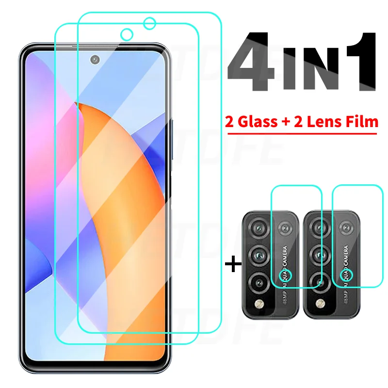 

4 in 1 Tempered Glass On For Huawei Honor 9 10X Lite 20S 20E 9i X10 Pro Camera Lens Film For Honor V9 Play 20i Screen Protector