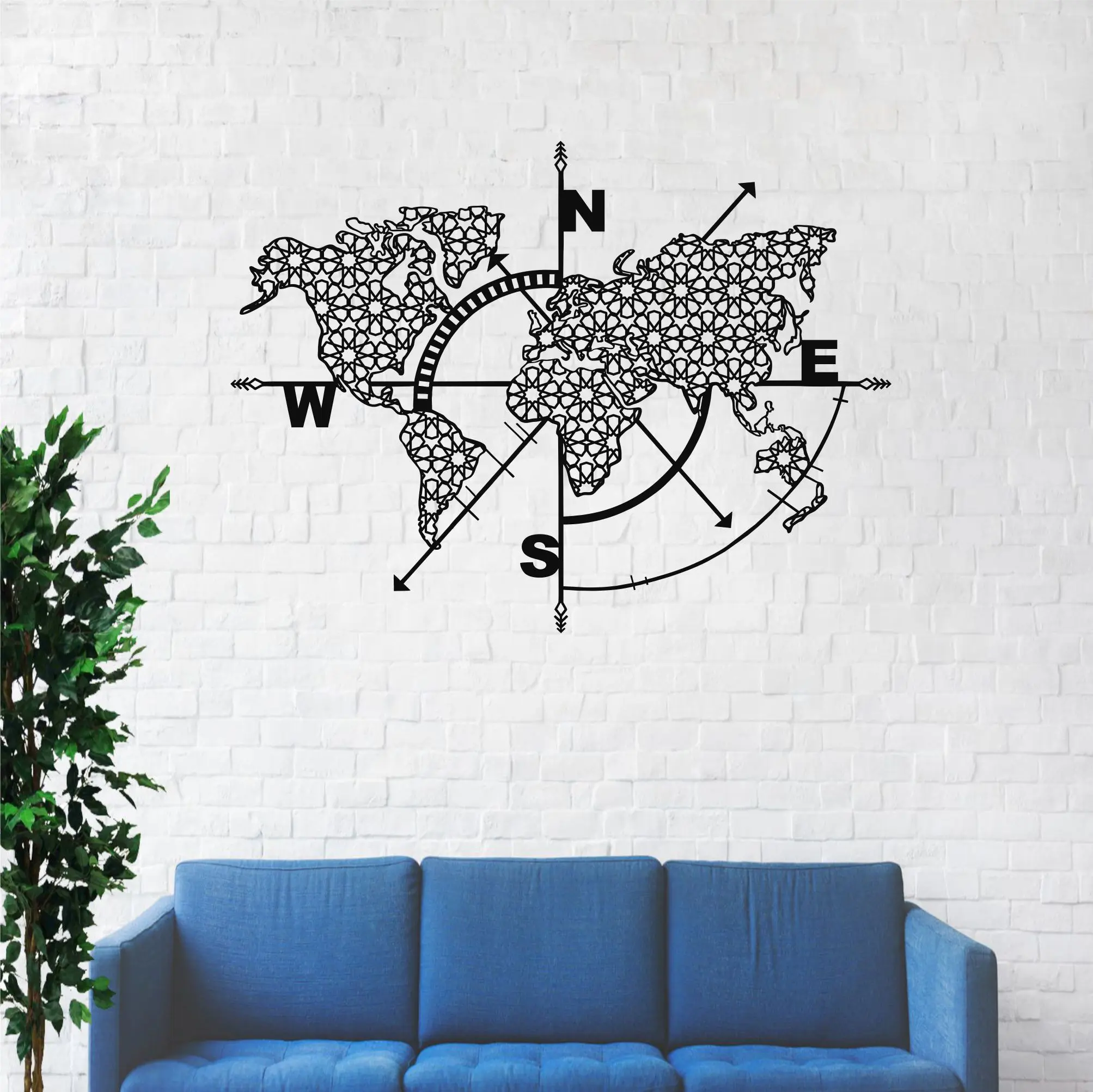 

Metal World Map Wall Art Compass Seljuk, Metal Wall Decor, Metal Wall Art
