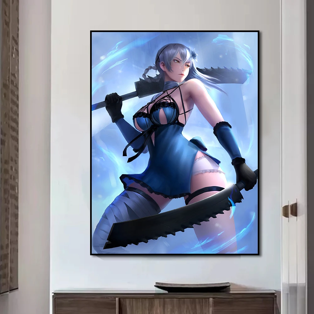 

Bandai Anime Girl Posters and Prints Canvas Wall Art Painting Sexy Female Warrior Pictures for Living Room Home Decor Cuadros