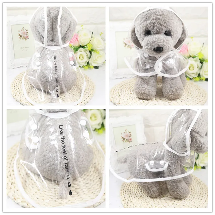 Pet Jacket for Rain Dog Transparent Raincoat Adjuastable Waterproof Coat Small Medium Dogs Hooded Design | Дом и сад