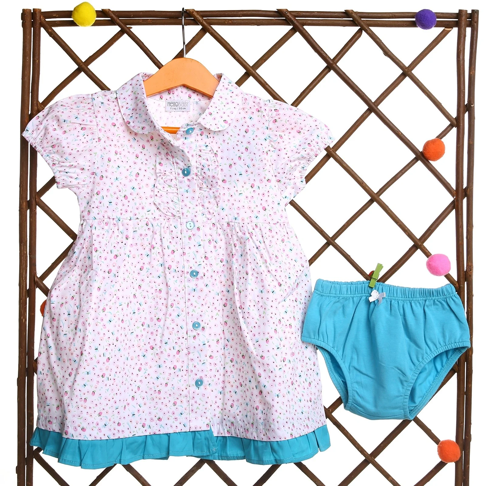 Ebebek HelloBaby/платье с короткими рукавами и цветочным принтом для маленьких