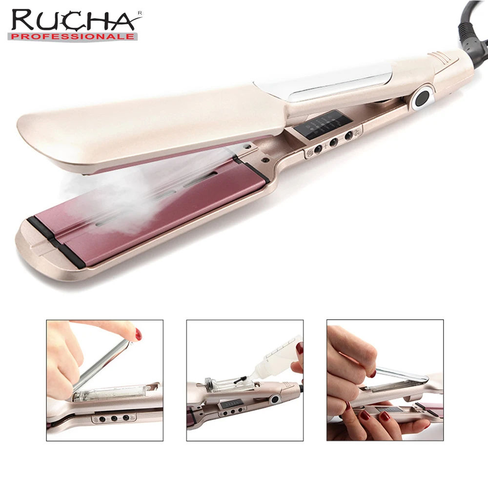 RUCHA Профессиональный паровой выпрямитель для волос инфракрасный плоский утюг