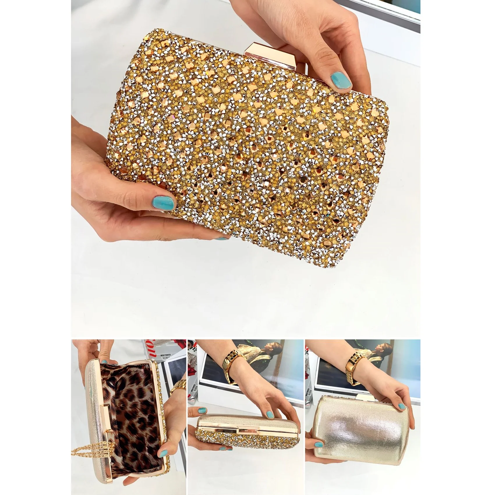 

Gold Color New Season Quality Women Lady Female Fashion Stylish For Party Casual Trend Small Hand Bag