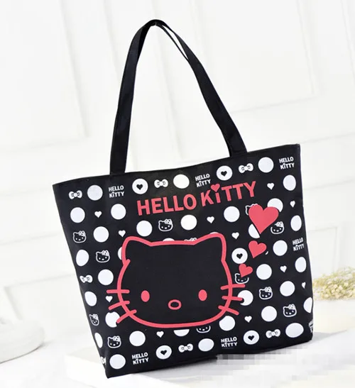 Холщовая Сумка с принтом Hello kitty, сумка на плечо, сумочка, XK-10321