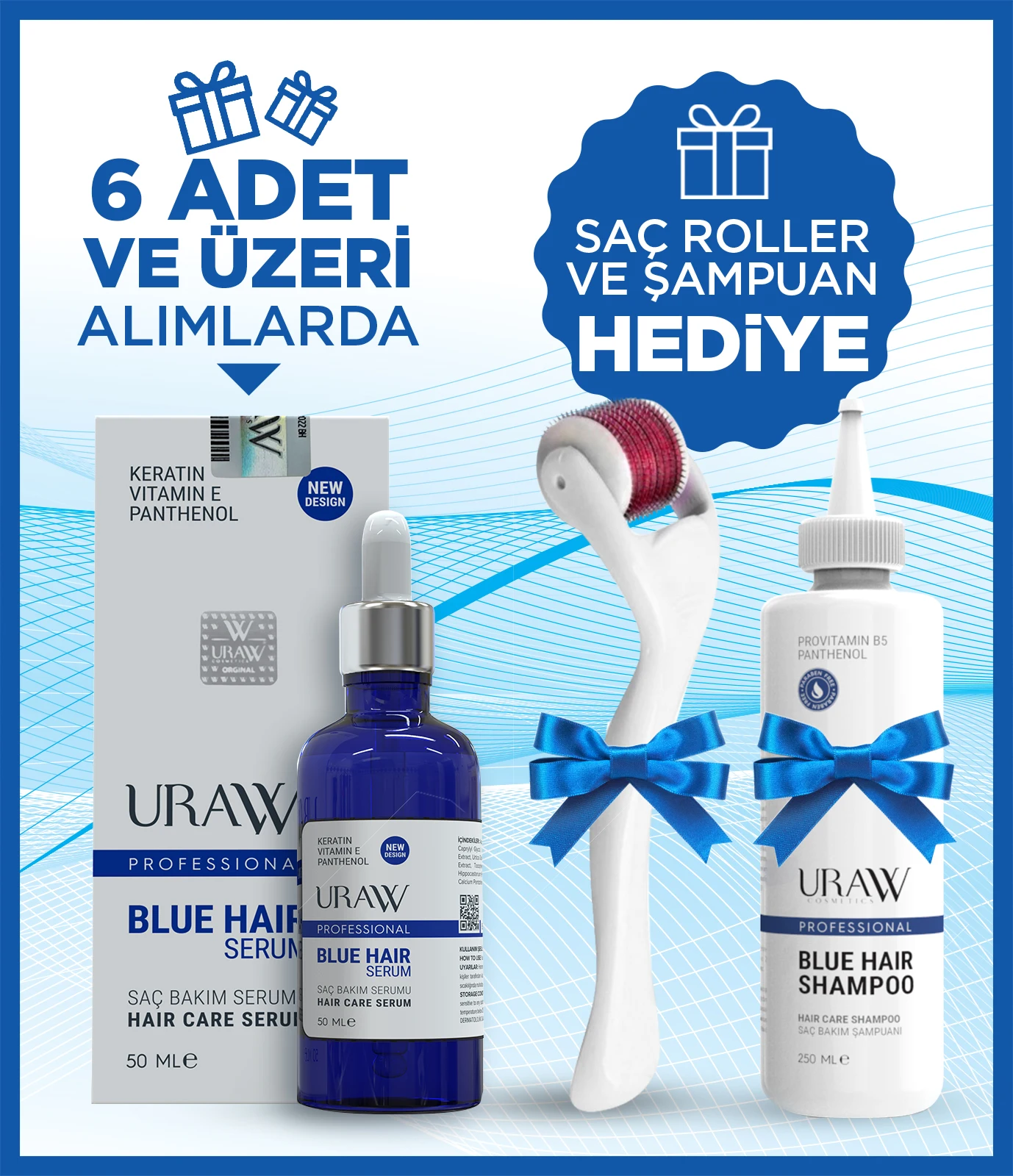

URAW Blue Hair SERUM 50 ml (Blue SERUM) 100 Hologram original strengthens hair which ensures the repairs to loss growth support