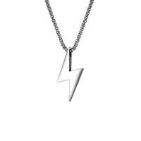 fashion 316l stainless steel lightning pendant necklace for men simple punk rock mens necklace trendy male jewelry gift party